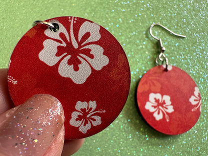 Hibiscus Earrings: Laser Cut Acrylic Flowers, Floral, Flowers, Hawaii, Hawaiian, Tropical, Summer Vibes, Best Gifts for Her/Him/Them