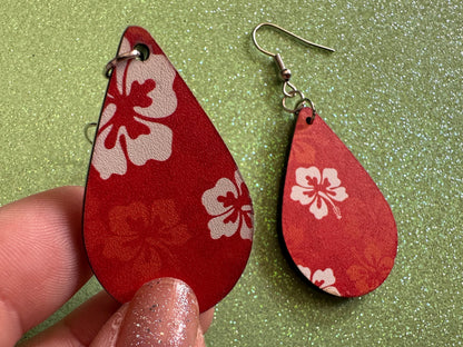 Hibiscus Earrings: Laser Cut Acrylic Flowers, Floral, Flowers, Hawaii, Hawaiian, Tropical, Summer Vibes, Best Gifts for Her/Him/Them