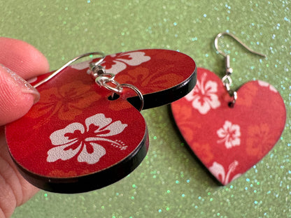 Hibiscus Earrings: Laser Cut Acrylic Flowers, Floral, Flowers, Hawaii, Hawaiian, Tropical, Summer Vibes, Best Gifts for Her/Him/Them