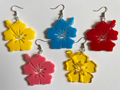 Hibiscus Earrings: Laser Cut Acrylic Flowers, Floral, Flowers, Hawaii, Summer Vibes, Best Gifts for Her/Him/Them
