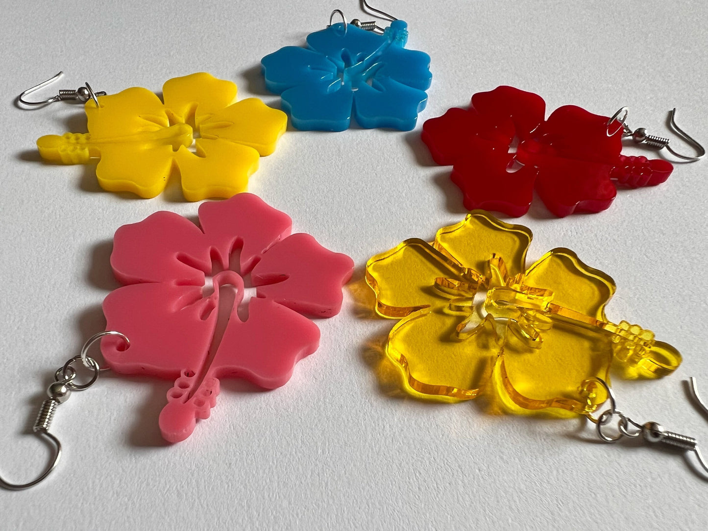 Hibiscus Earrings: Laser Cut Acrylic Flowers, Floral, Flowers, Hawaii, Summer Vibes, Best Gifts for Her/Him/Them