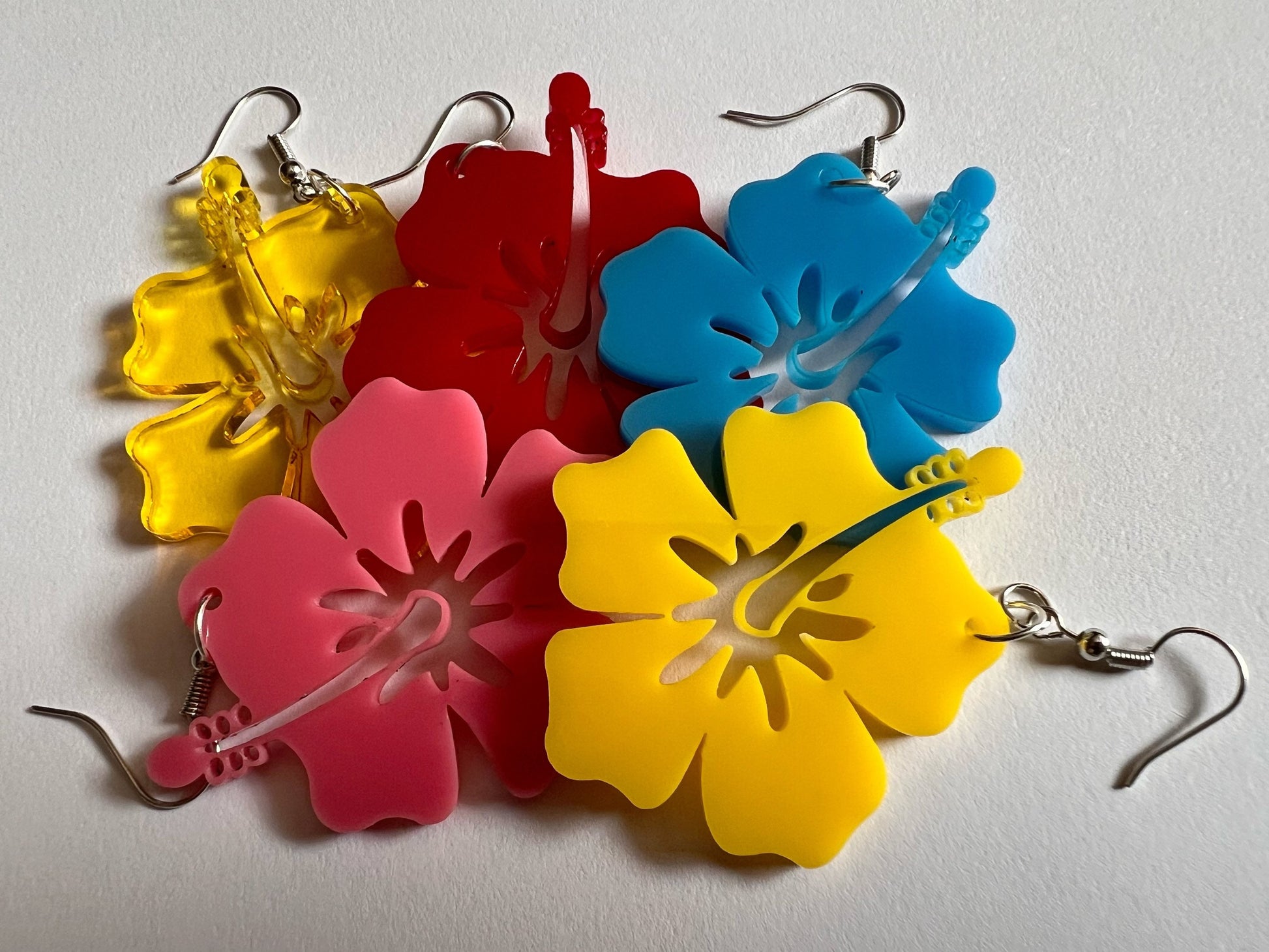 Hibiscus Earrings: Laser Cut Acrylic Flowers, Floral, Flowers, Hawaii, Summer Vibes, Best Gifts for Her/Him/Them