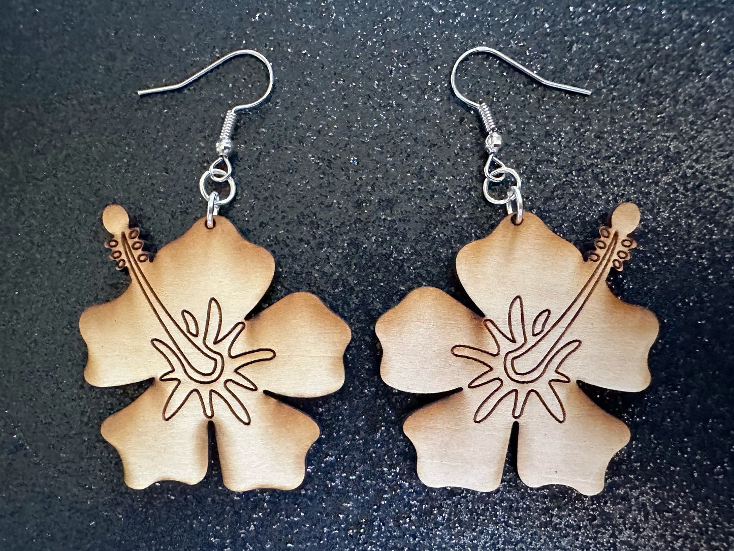 Hibiscus Earrings: Laser Cut Wooden Flowers, Florals, Flowers, Hawaii, Summer Vibes, Best Gifts for Her/Him/Them
