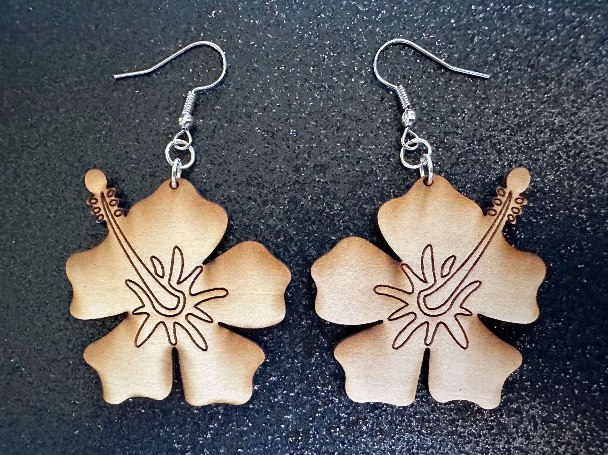 Hibiscus Earrings: Laser Cut Wooden Flowers, Florals, Flowers, Hawaii, Summer Vibes, Best Gifts for Her/Him/Them