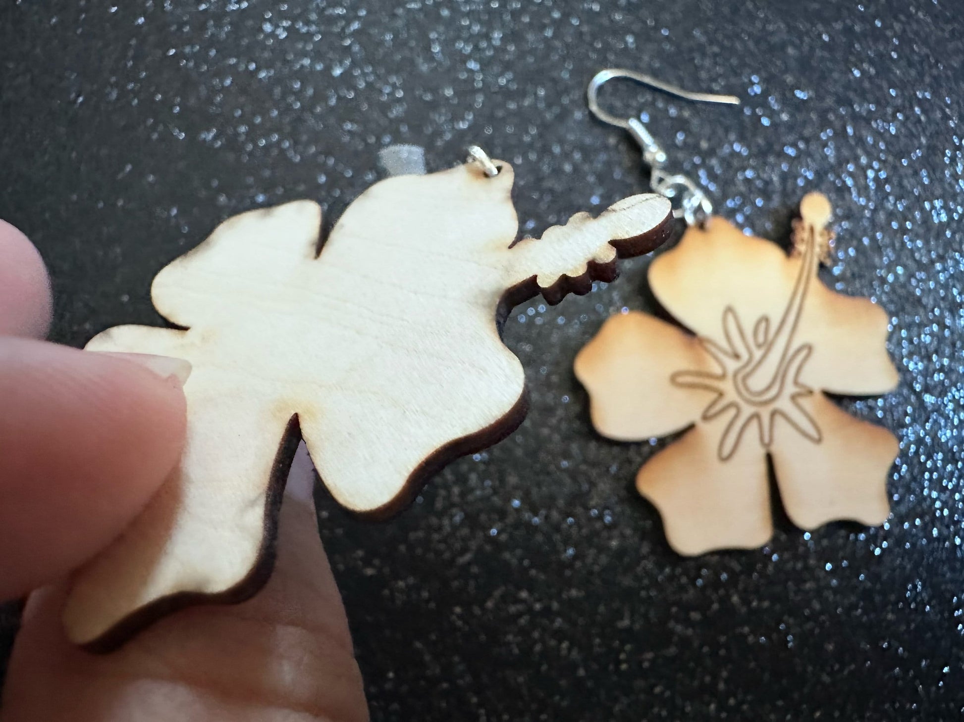 Hibiscus Earrings: Laser Cut Wooden Flowers, Florals, Flowers, Hawaii, Summer Vibes, Best Gifts for Her/Him/Them