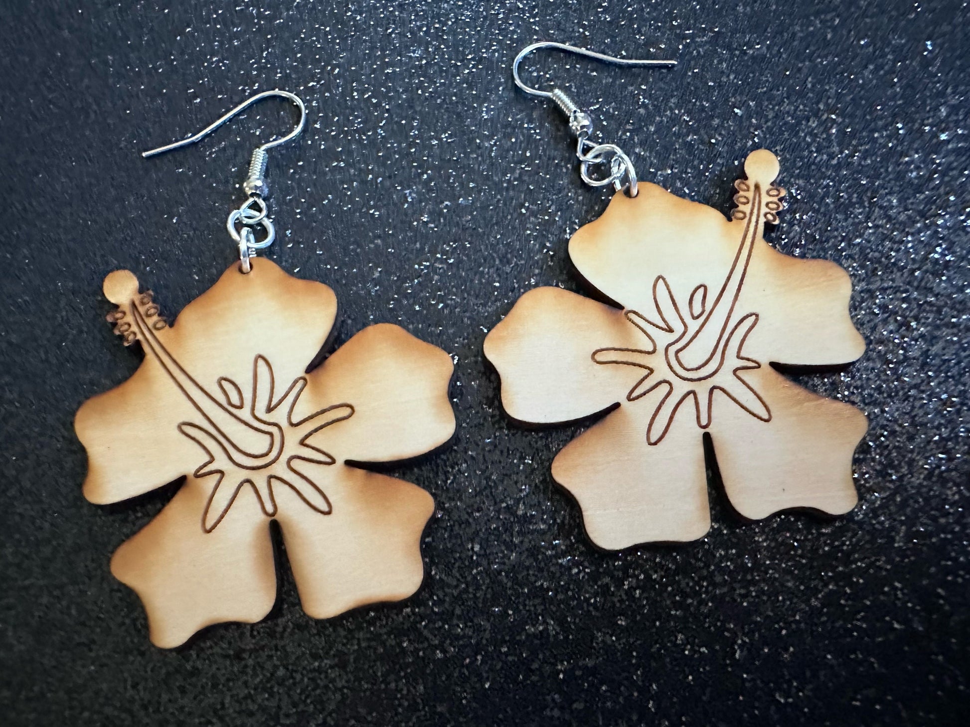 Hibiscus Earrings: Laser Cut Wooden Flowers, Florals, Flowers, Hawaii, Summer Vibes, Best Gifts for Her/Him/Them