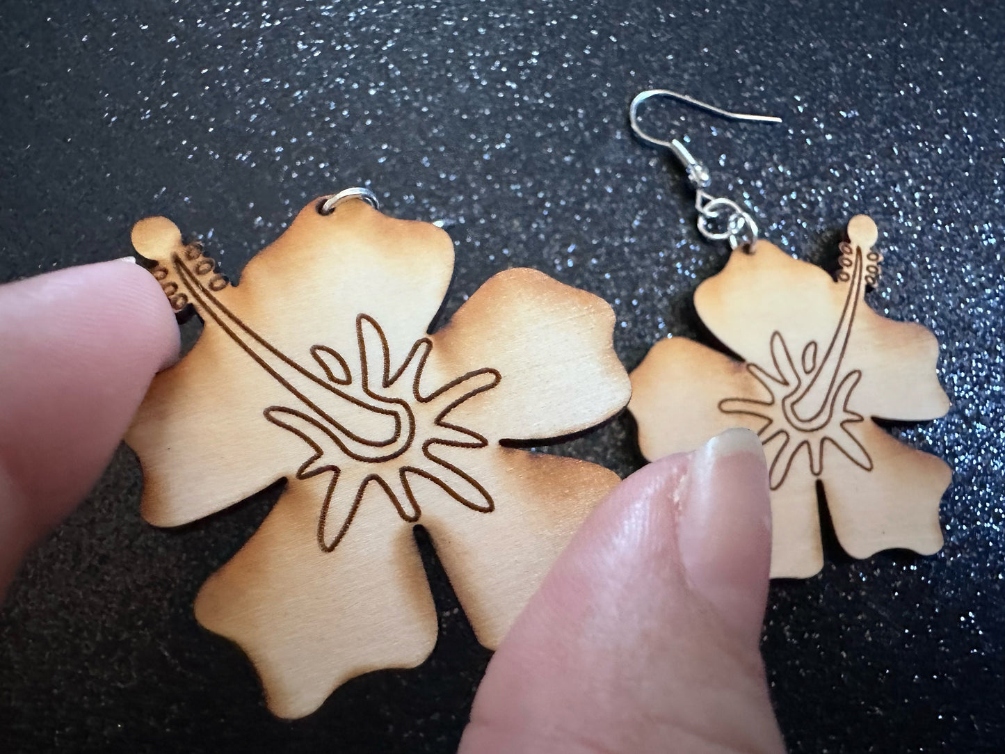 Hibiscus Earrings: Laser Cut Wooden Flowers, Florals, Flowers, Hawaii, Summer Vibes, Best Gifts for Her/Him/Them