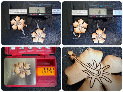 Hibiscus Earrings: Laser Cut Wooden Flowers, Florals, Flowers, Hawaii, Summer Vibes, Best Gifts for Her/Him/Them