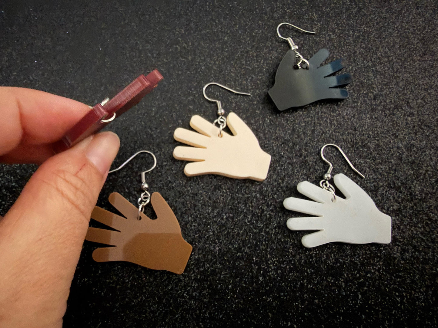 High Five Earrings: Laser Cut Acrylic Hand Earrings, Anatomy, Lend a Hand, Five Fingers, Palm, Slap, Hands, Best Gift For Her/Him/Them
