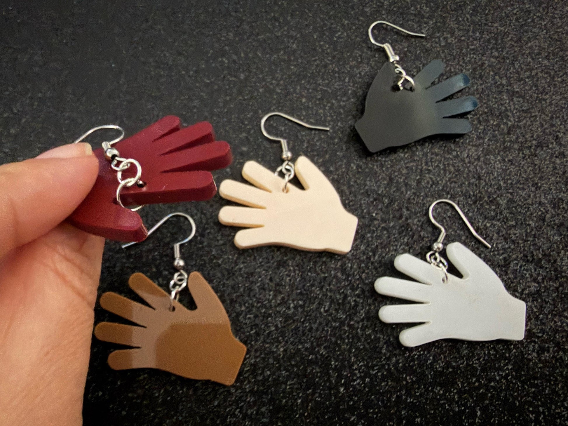 High Five Earrings: Laser Cut Acrylic Hand Earrings, Anatomy, Lend a Hand, Five Fingers, Palm, Slap, Hands, Best Gift For Her/Him/Them