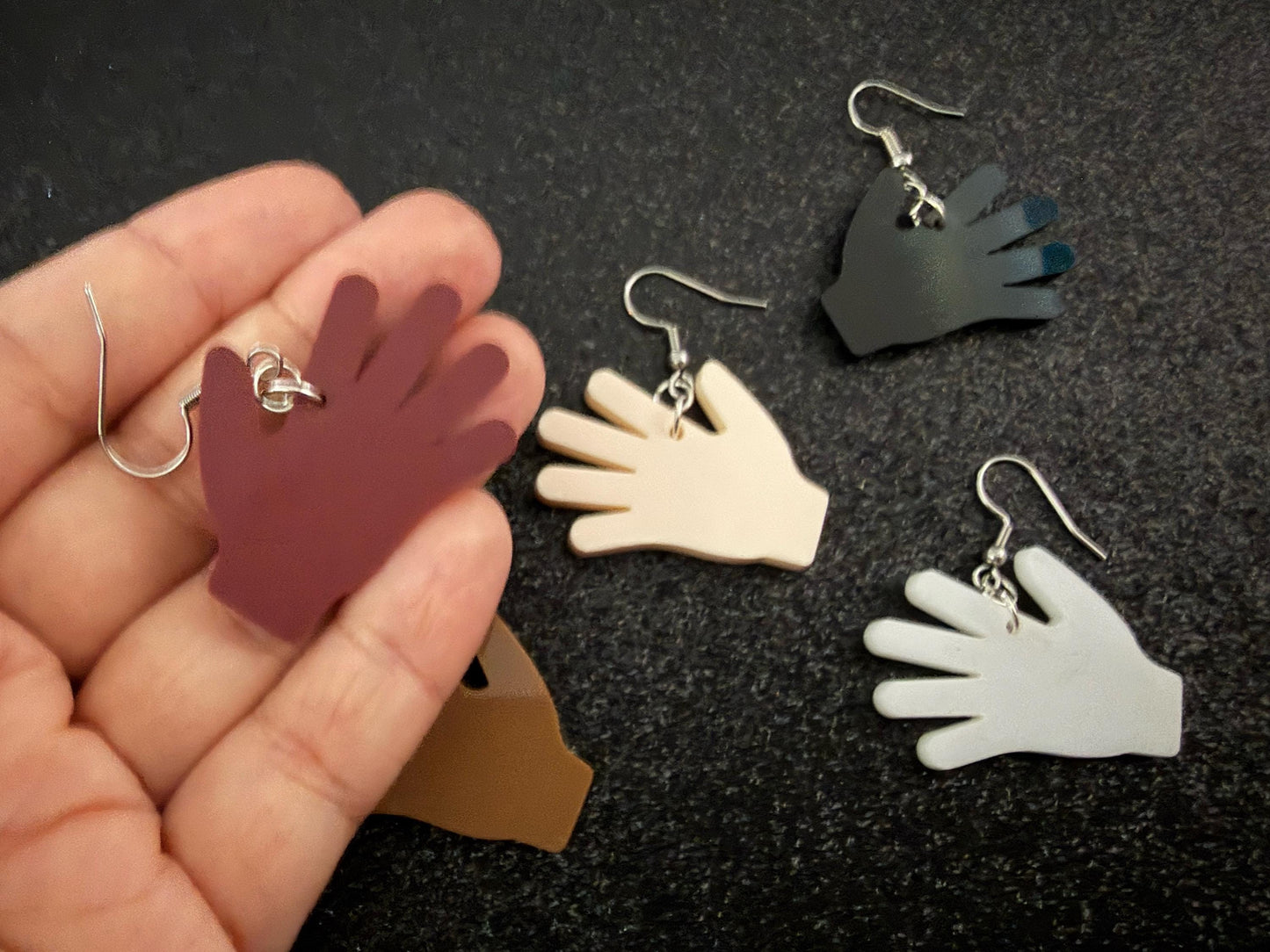 High Five Earrings: Laser Cut Acrylic Hand Earrings, Anatomy, Lend a Hand, Five Fingers, Palm, Slap, Hands, Best Gift For Her/Him/Them