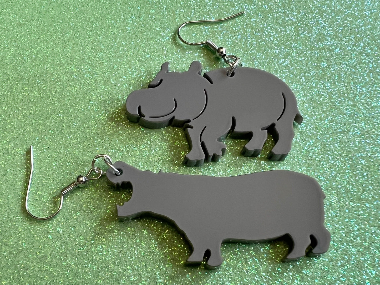Hippo Earrings: Laser Cut Acrylic Hippopotamuses, Simple Hippo Outline, Hippo Silhouette, Hippos, Zoo Animals, Best Gifts for Her/Him/Them