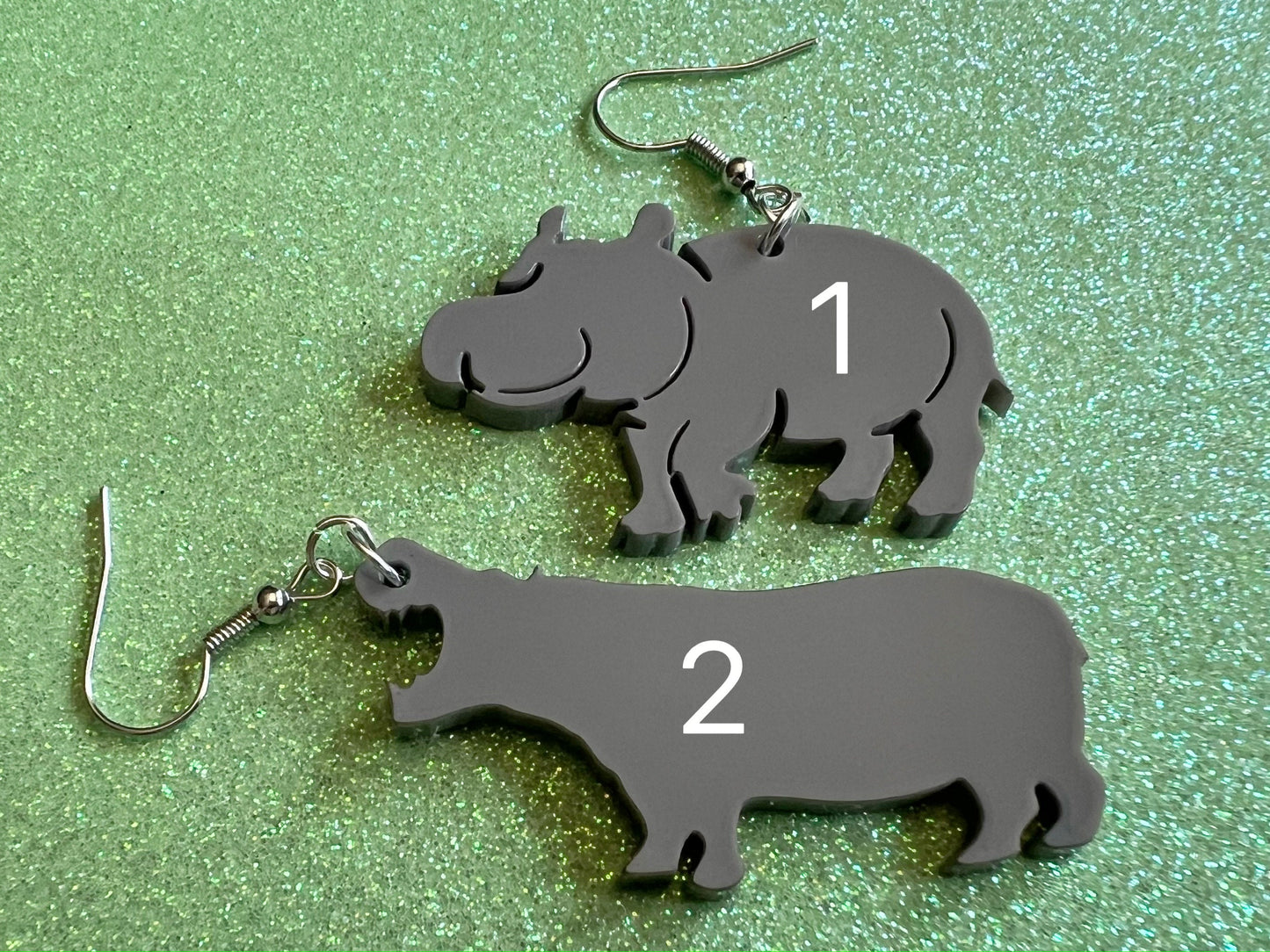 Hippo Earrings: Laser Cut Acrylic Hippopotamuses, Simple Hippo Outline, Hippo Silhouette, Hippos, Zoo Animals, Best Gifts for Her/Him/Them