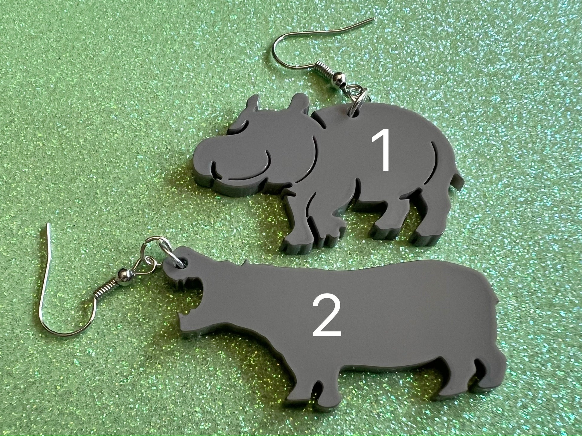 Hippo Earrings: Laser Cut Acrylic Hippopotamuses, Simple Hippo Outline, Hippo Silhouette, Hippos, Zoo Animals, Best Gifts for Her/Him/Them