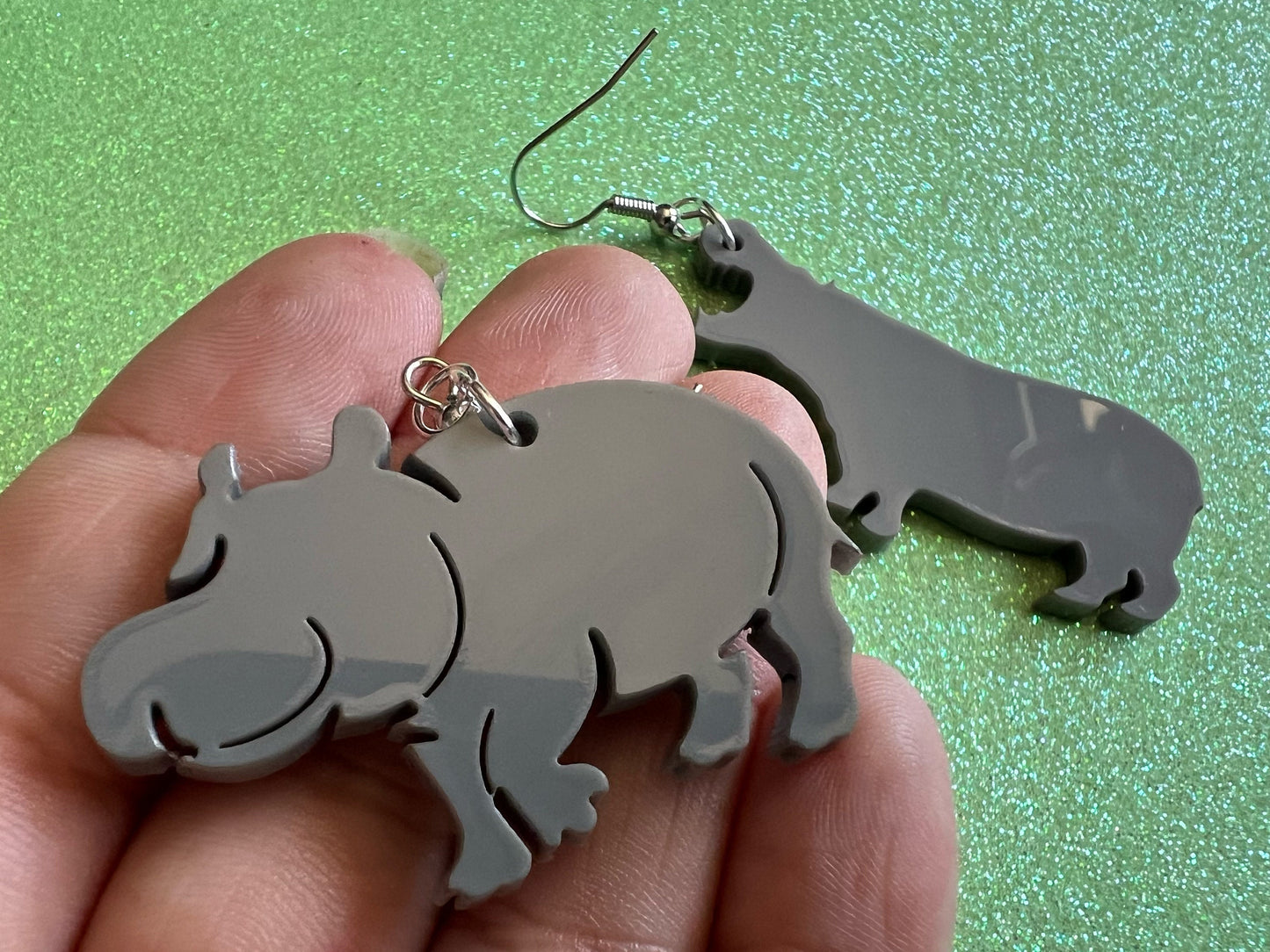 Hippo Earrings: Laser Cut Acrylic Hippopotamuses, Simple Hippo Outline, Hippo Silhouette, Hippos, Zoo Animals, Best Gifts for Her/Him/Them