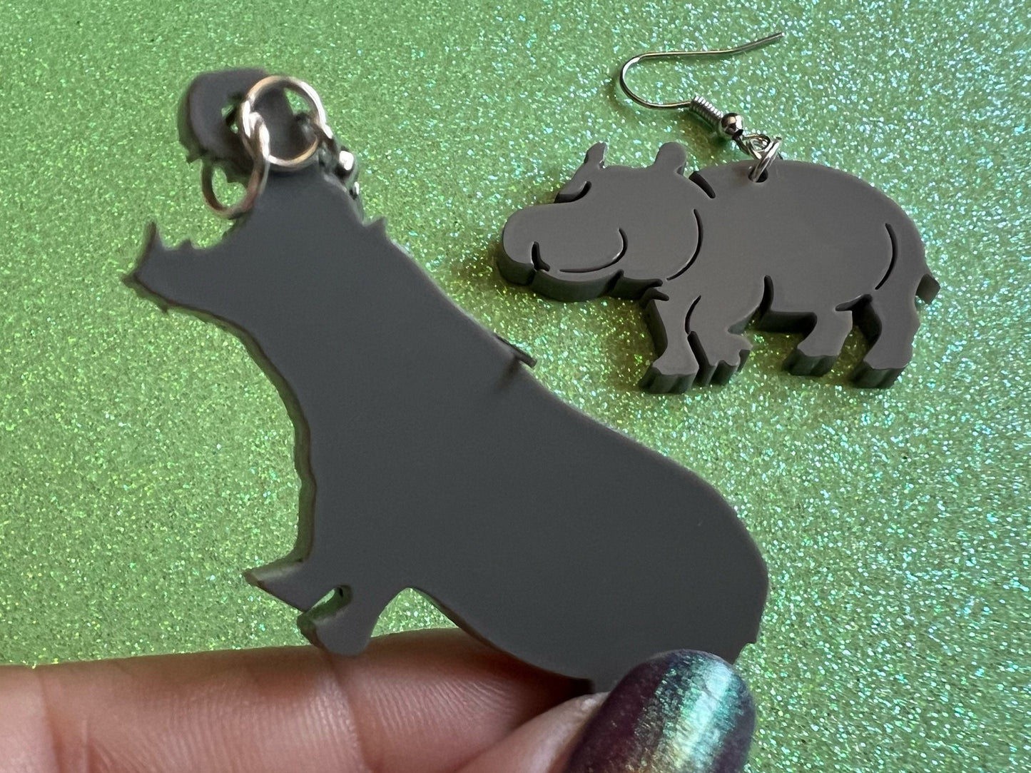 Hippo Earrings: Laser Cut Acrylic Hippopotamuses, Simple Hippo Outline, Hippo Silhouette, Hippos, Zoo Animals, Best Gifts for Her/Him/Them