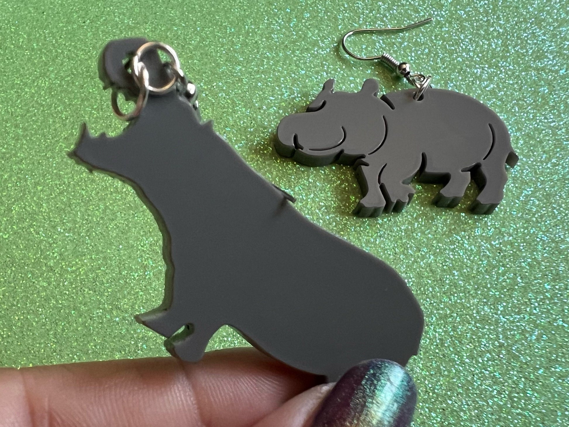 Hippo Earrings: Laser Cut Acrylic Hippopotamuses, Simple Hippo Outline, Hippo Silhouette, Hippos, Zoo Animals, Best Gifts for Her/Him/Them