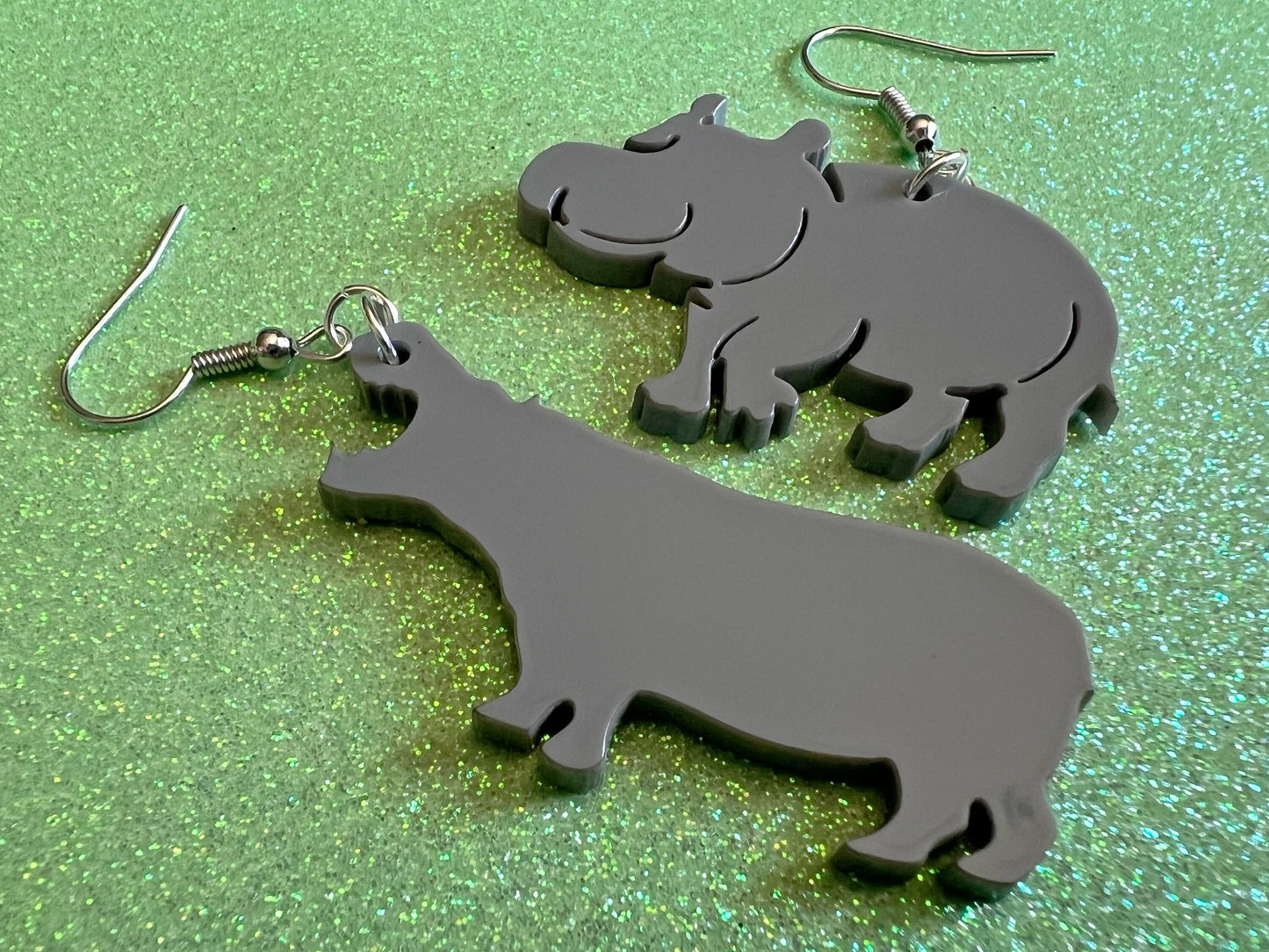Hippo Earrings: Laser Cut Acrylic Hippopotamuses, Simple Hippo Outline, Hippo Silhouette, Hippos, Zoo Animals, Best Gifts for Her/Him/Them