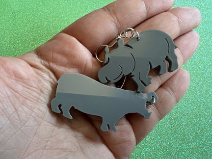 Hippo Earrings: Laser Cut Acrylic Hippopotamuses, Simple Hippo Outline, Hippo Silhouette, Hippos, Zoo Animals, Best Gifts for Her/Him/Them