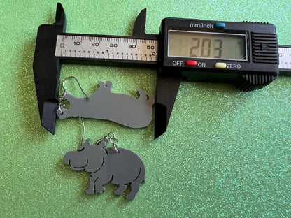 Hippo Earrings: Laser Cut Acrylic Hippopotamuses, Simple Hippo Outline, Hippo Silhouette, Hippos, Zoo Animals, Best Gifts for Her/Him/Them