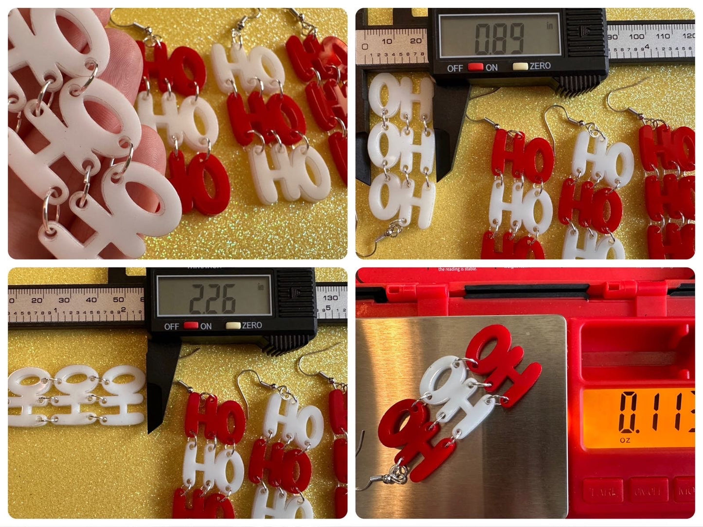 Ho Ho Ho Earrings: Laser Cut Acrylic Christmas Earrings, Xmas, Santa, Gifts for Her/Him/Them