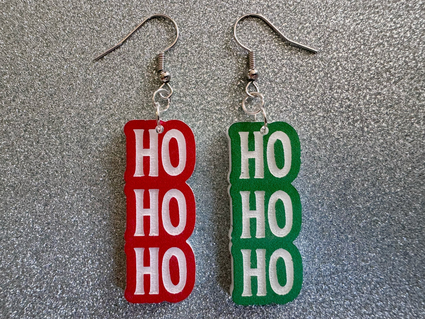 Ho Ho Ho Earrings: Laser Cut Acrylic Christmas Earrings, Xmas, X-mas, Winter Holidays, Santa Claus, Presents, Best Gifts for Her/Him/Them