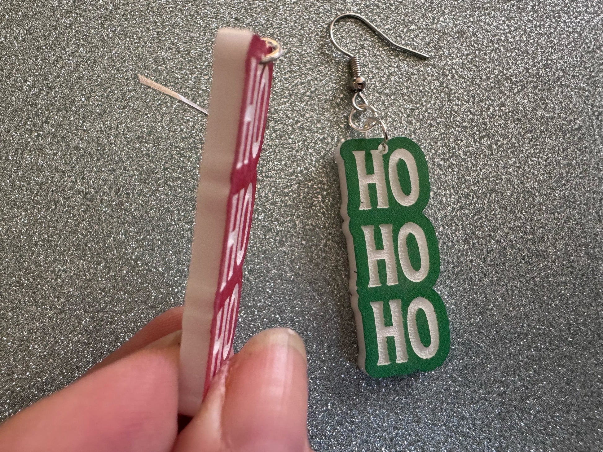 Ho Ho Ho Earrings: Laser Cut Acrylic Christmas Earrings, Xmas, X-mas, Winter Holidays, Santa Claus, Presents, Best Gifts for Her/Him/Them