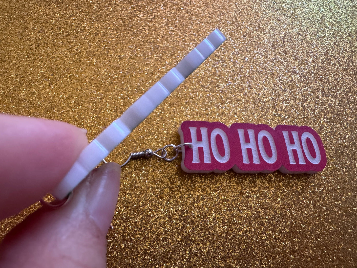 Ho Ho Ho Earrings: Laser Cut Acrylic Christmas Earrings, Xmas, X-mas, Winter Holidays, Santa Claus, Presents, Best Gifts for Her/Him/Them
