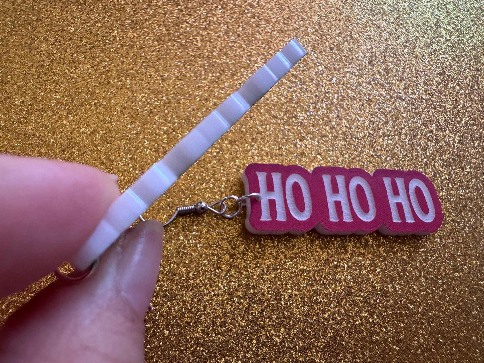Ho Ho Ho Earrings: Laser Cut Acrylic Christmas Earrings, Xmas, X-mas, Winter Holidays, Santa Claus, Presents, Best Gifts for Her/Him/Them
