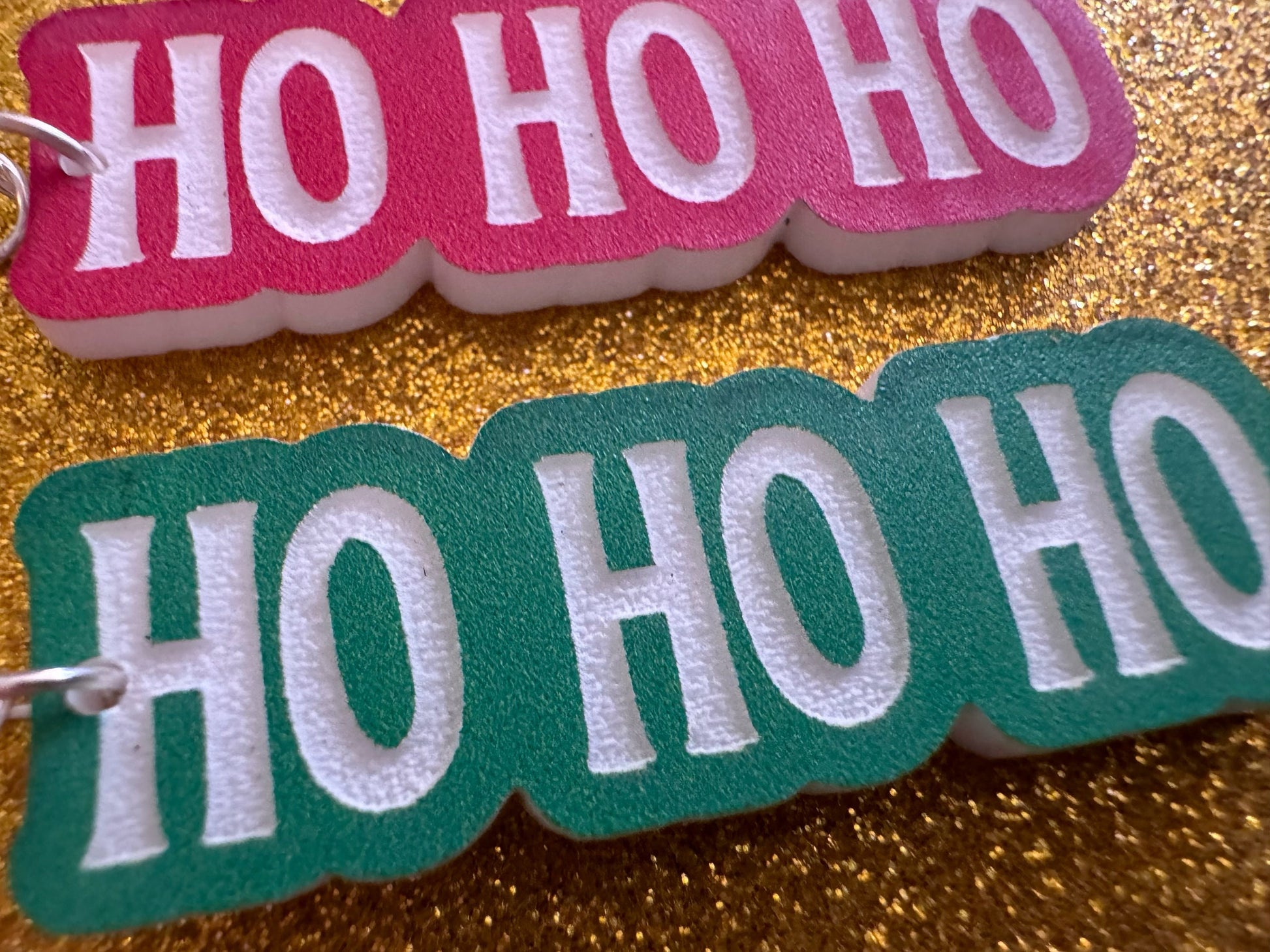 Ho Ho Ho Earrings: Laser Cut Acrylic Christmas Earrings, Xmas, X-mas, Winter Holidays, Santa Claus, Presents, Best Gifts for Her/Him/Them