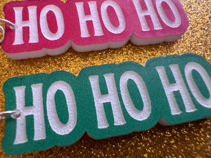 Ho Ho Ho Earrings: Laser Cut Acrylic Christmas Earrings, Xmas, X-mas, Winter Holidays, Santa Claus, Presents, Best Gifts for Her/Him/Them