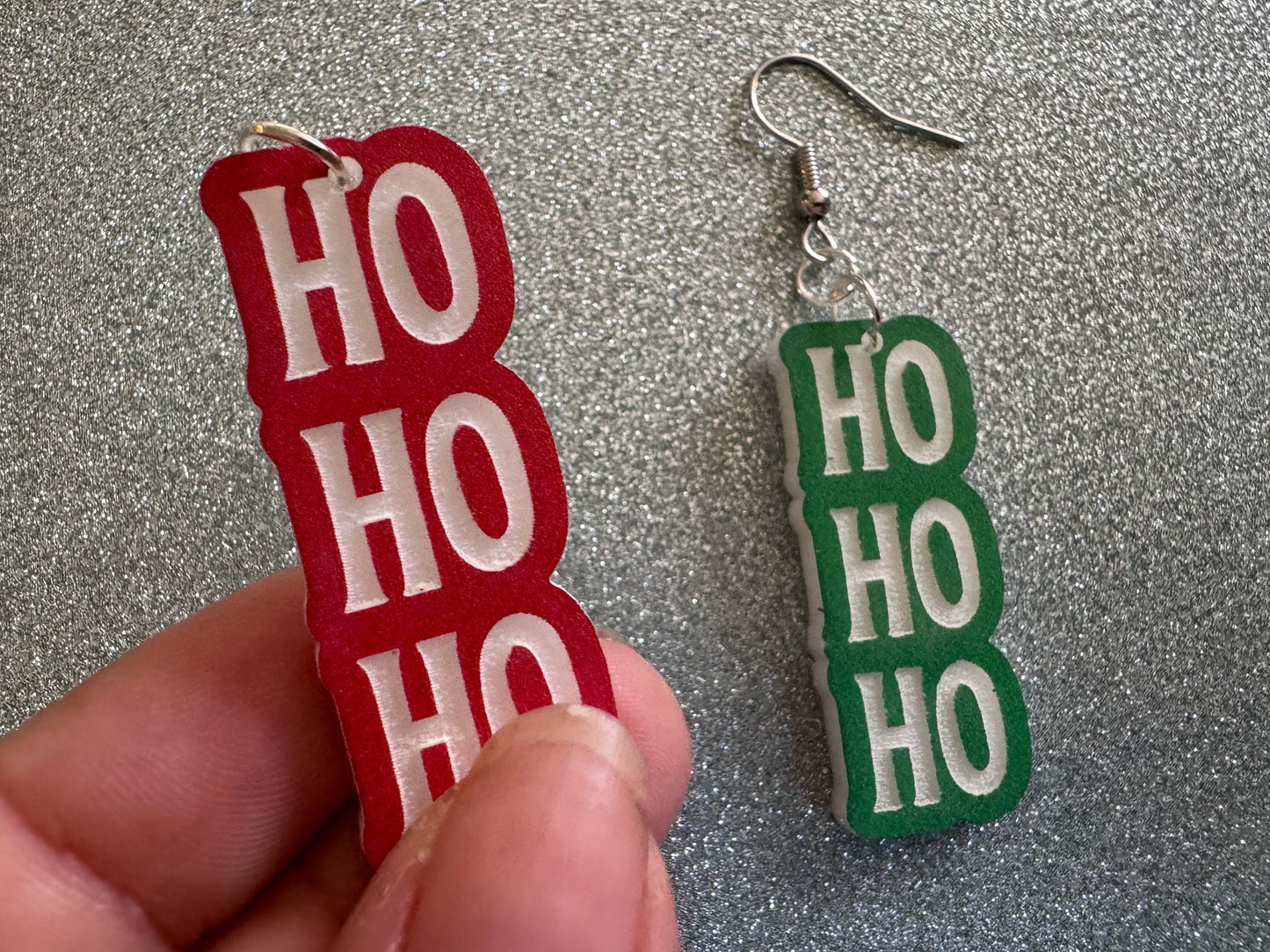 Ho Ho Ho Earrings: Laser Cut Acrylic Christmas Earrings, Xmas, X-mas, Winter Holidays, Santa Claus, Presents, Best Gifts for Her/Him/Them