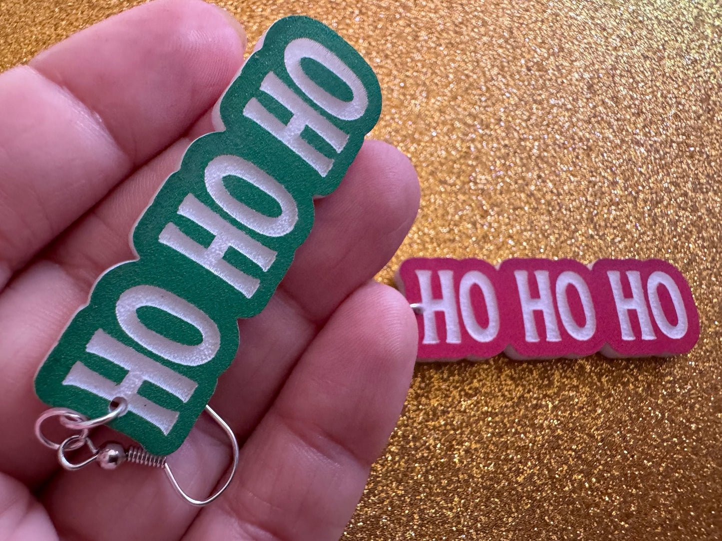 Ho Ho Ho Earrings: Laser Cut Acrylic Christmas Earrings, Xmas, X-mas, Winter Holidays, Santa Claus, Presents, Best Gifts for Her/Him/Them