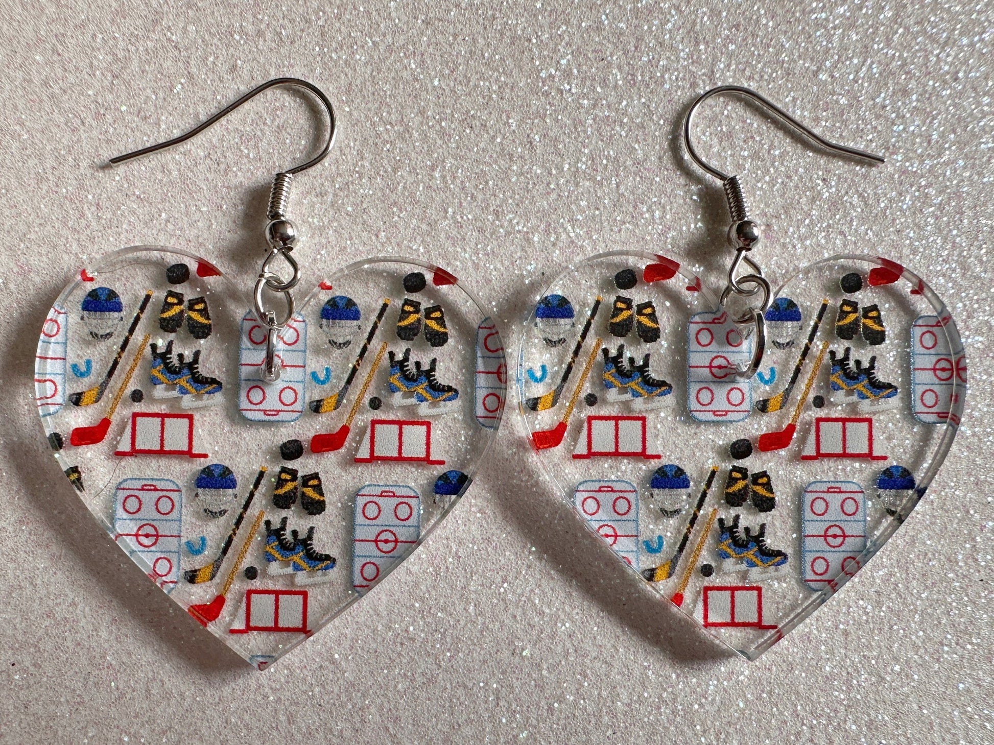 Hockey Earrings: Laser Cut Acrylic Earrings, Ice Skate, Ice Hockey, Goal, Ice Skating, Sports, Winter Sports, Best Gifts for Her/Him/Them