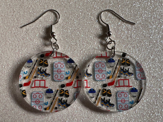 Hockey Earrings: Laser Cut Acrylic Earrings, Ice Skate, Ice Hockey, Goal, Ice Skating, Sports, Winter Sports, Best Gifts for Her/Him/Them