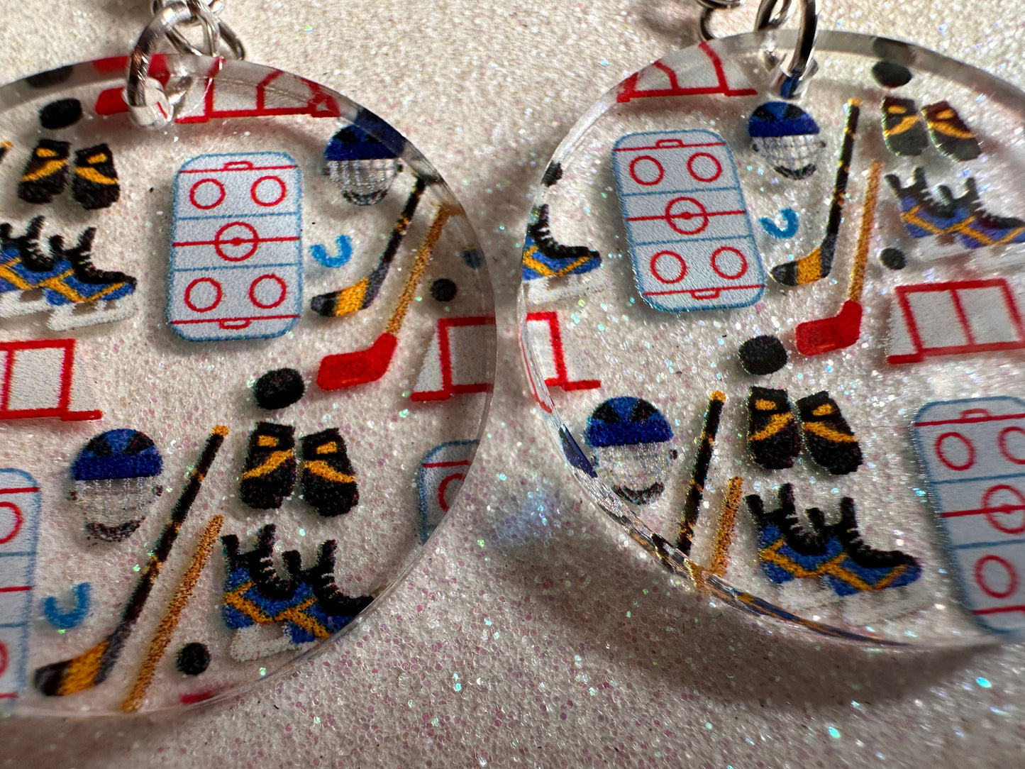 Hockey Earrings: Laser Cut Acrylic Earrings, Ice Skate, Ice Hockey, Goal, Ice Skating, Sports, Winter Sports, Best Gifts for Her/Him/Them