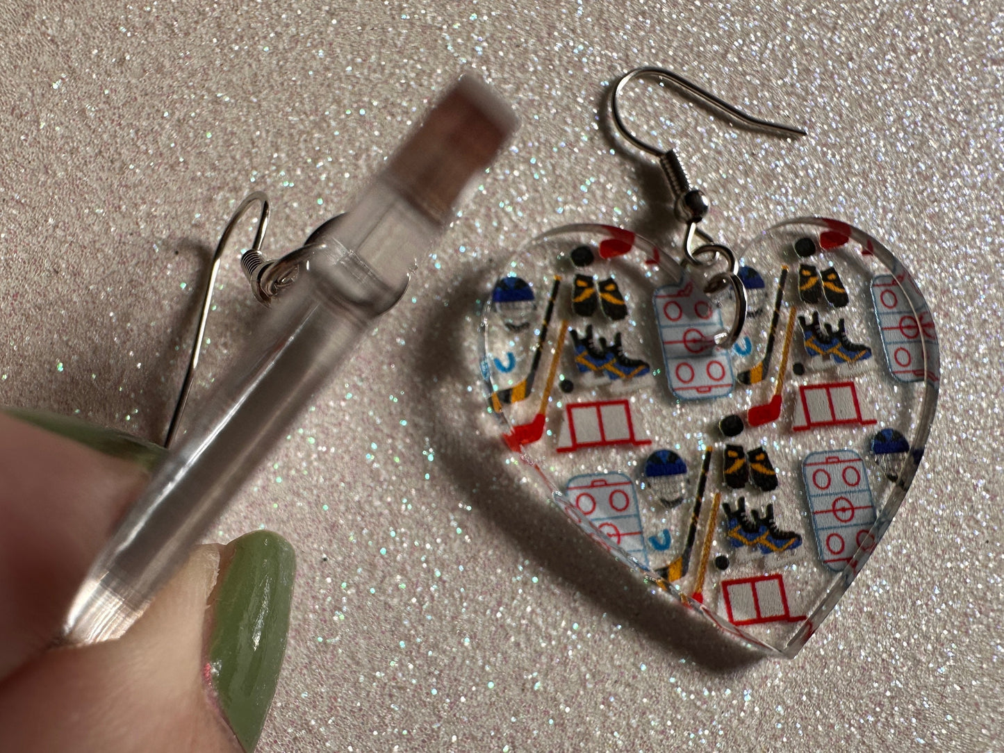 Hockey Earrings: Laser Cut Acrylic Earrings, Ice Skate, Ice Hockey, Goal, Ice Skating, Sports, Winter Sports, Best Gifts for Her/Him/Them