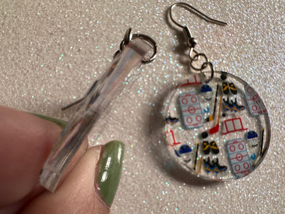 Hockey Earrings: Laser Cut Acrylic Earrings, Ice Skate, Ice Hockey, Goal, Ice Skating, Sports, Winter Sports, Best Gifts for Her/Him/Them