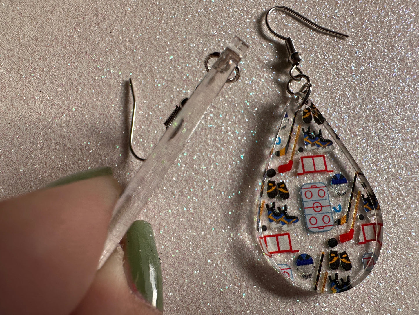 Hockey Earrings: Laser Cut Acrylic Earrings, Ice Skate, Ice Hockey, Goal, Ice Skating, Sports, Winter Sports, Best Gifts for Her/Him/Them
