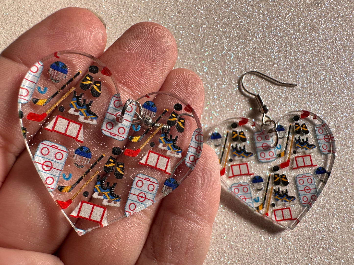 Hockey Earrings: Laser Cut Acrylic Earrings, Ice Skate, Ice Hockey, Goal, Ice Skating, Sports, Winter Sports, Best Gifts for Her/Him/Them