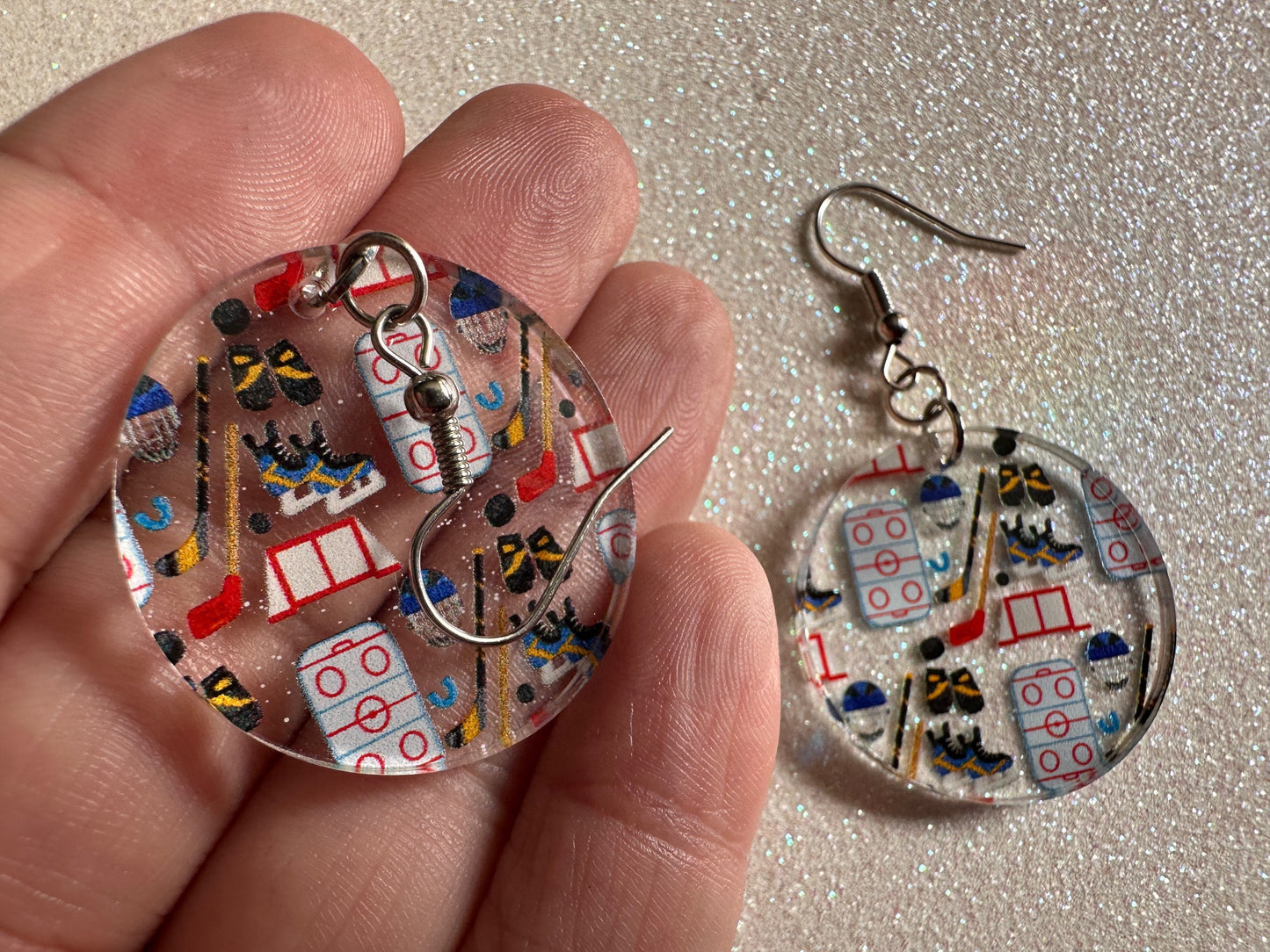 Hockey Earrings: Laser Cut Acrylic Earrings, Ice Skate, Ice Hockey, Goal, Ice Skating, Sports, Winter Sports, Best Gifts for Her/Him/Them