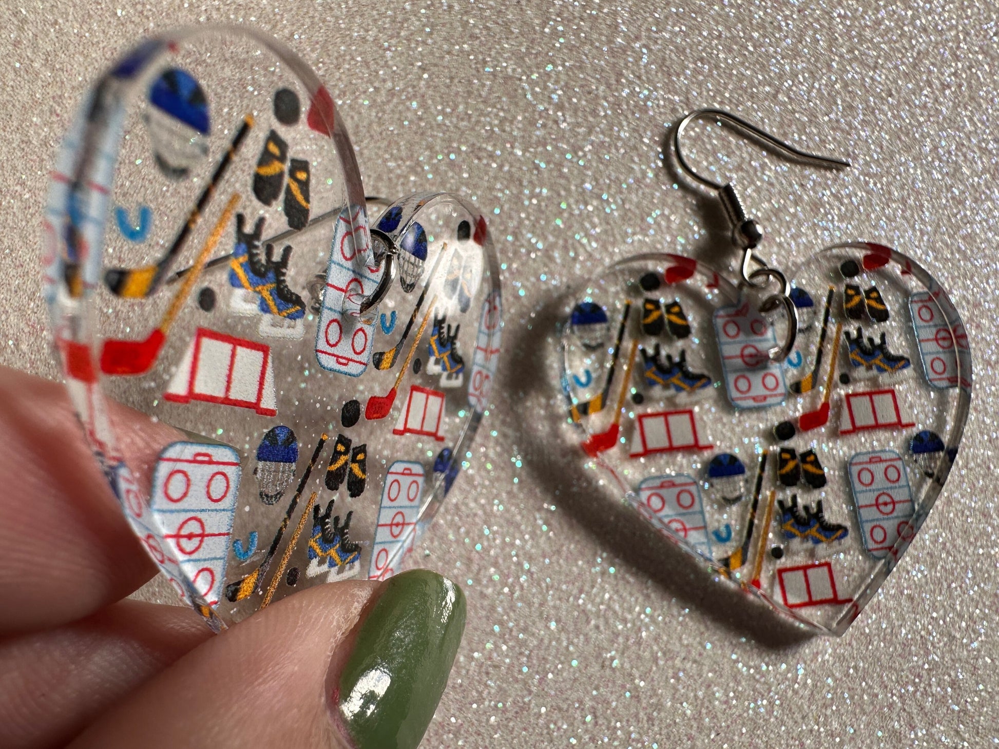 Hockey Earrings: Laser Cut Acrylic Earrings, Ice Skate, Ice Hockey, Goal, Ice Skating, Sports, Winter Sports, Best Gifts for Her/Him/Them