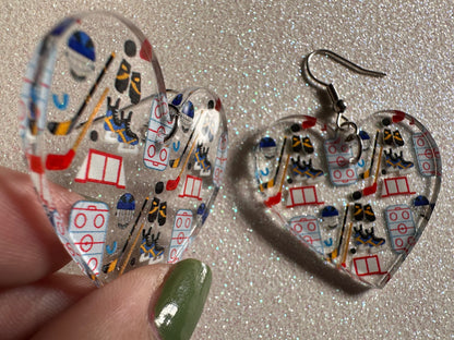 Hockey Earrings: Laser Cut Acrylic Earrings, Ice Skate, Ice Hockey, Goal, Ice Skating, Sports, Winter Sports, Best Gifts for Her/Him/Them