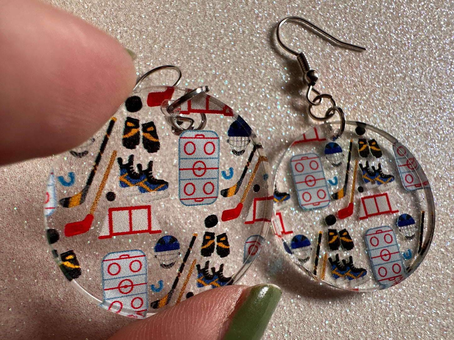 Hockey Earrings: Laser Cut Acrylic Earrings, Ice Skate, Ice Hockey, Goal, Ice Skating, Sports, Winter Sports, Best Gifts for Her/Him/Them