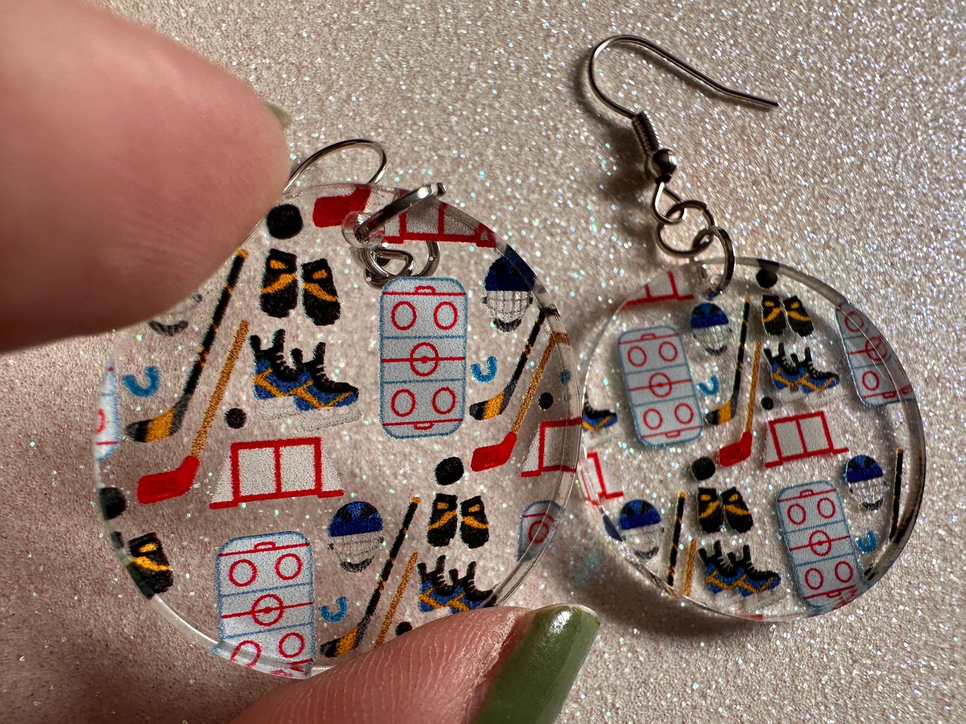 Hockey Earrings: Laser Cut Acrylic Earrings, Ice Skate, Ice Hockey, Goal, Ice Skating, Sports, Winter Sports, Best Gifts for Her/Him/Them