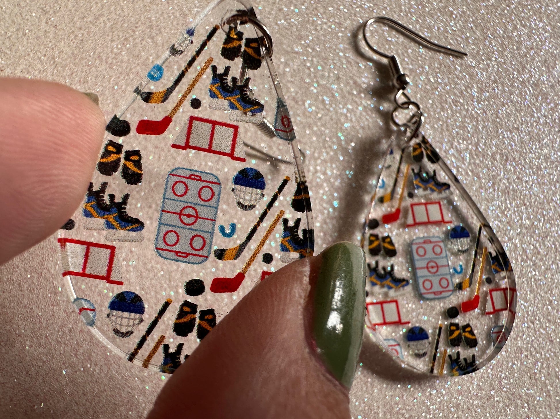 Hockey Earrings: Laser Cut Acrylic Earrings, Ice Skate, Ice Hockey, Goal, Ice Skating, Sports, Winter Sports, Best Gifts for Her/Him/Them