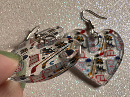 Hockey Earrings: Laser Cut Acrylic Earrings, Ice Skate, Ice Hockey, Goal, Ice Skating, Sports, Winter Sports, Best Gifts for Her/Him/Them