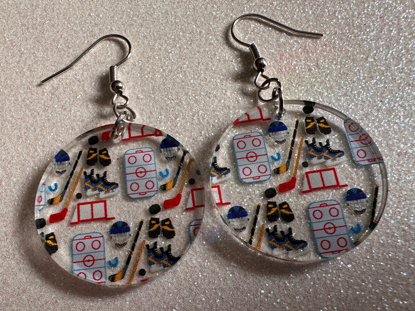 Hockey Earrings: Laser Cut Acrylic Earrings, Ice Skate, Ice Hockey, Goal, Ice Skating, Sports, Winter Sports, Best Gifts for Her/Him/Them