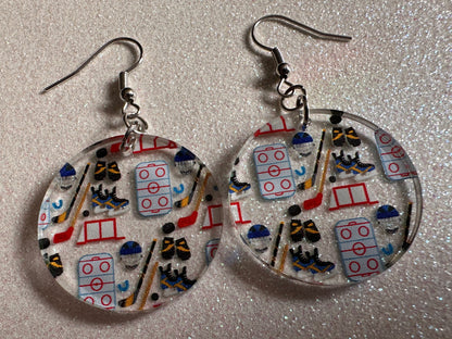 Hockey Earrings: Laser Cut Acrylic Earrings, Ice Skate, Ice Hockey, Goal, Ice Skating, Sports, Winter Sports, Best Gifts for Her/Him/Them