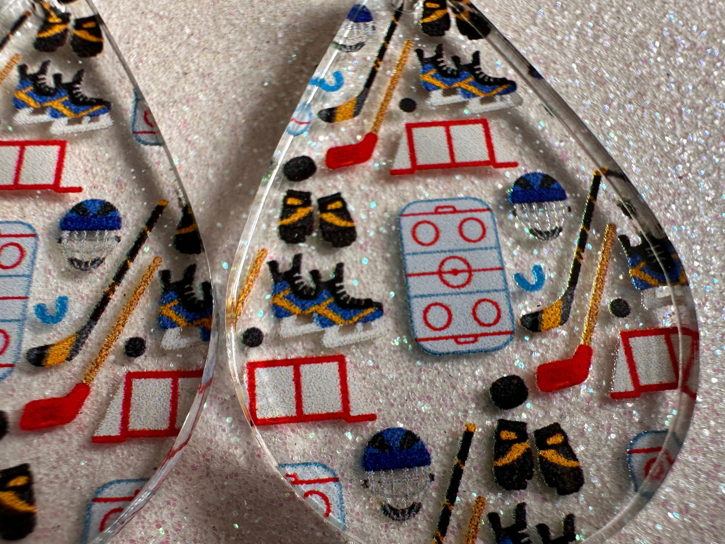 Hockey Earrings: Laser Cut Acrylic Earrings, Ice Skate, Ice Hockey, Goal, Ice Skating, Sports, Winter Sports, Best Gifts for Her/Him/Them
